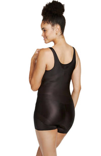 TC Fine Intimates Skin Benefit Open Bust Boyshort Bodysuit in black - women's shirt - alternate view