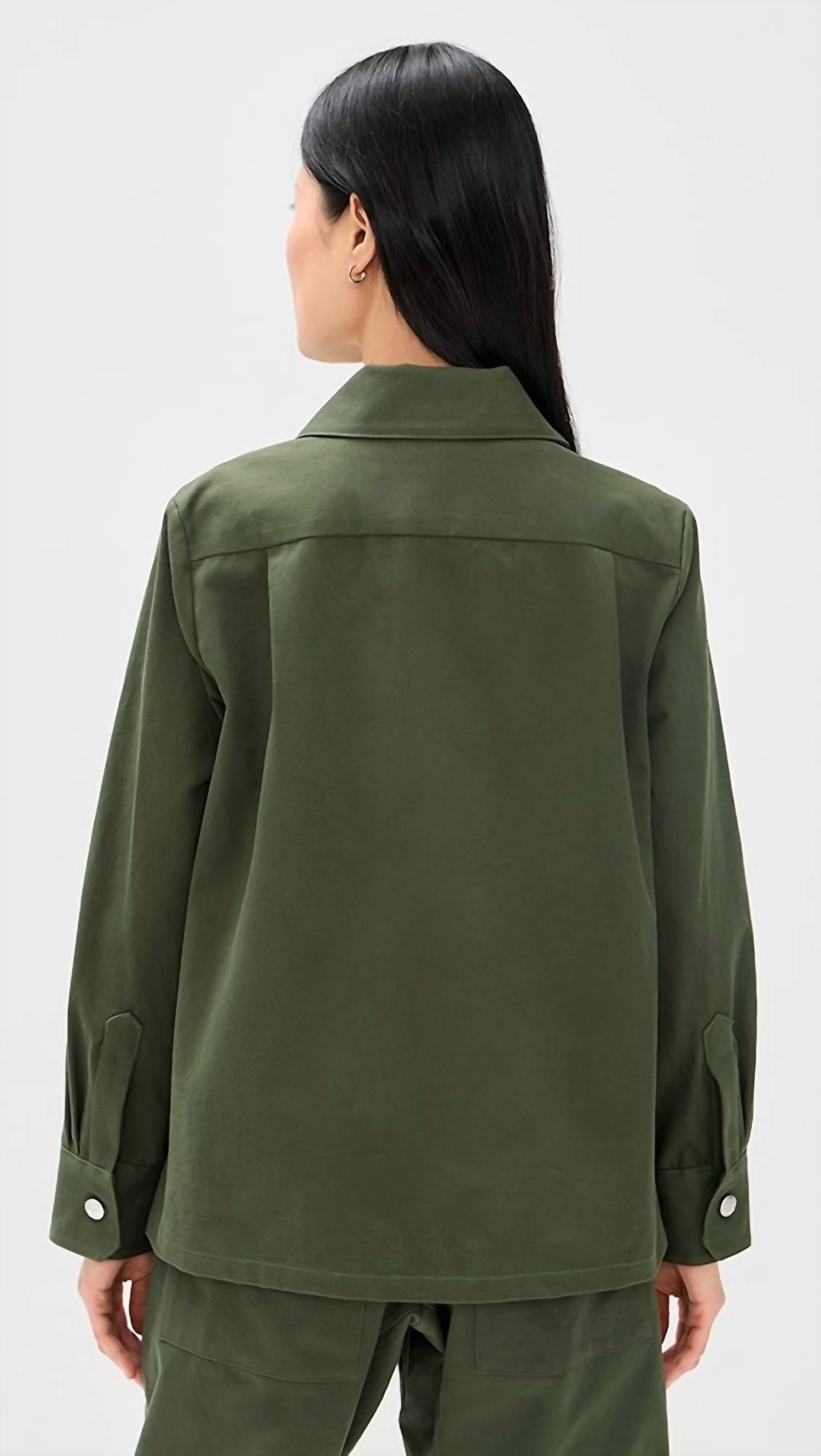 SECULAR Brea Lightweight Jacket in olive green - women's jacket - detail view