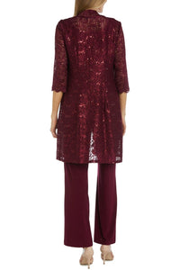 R&M Richards - Lace 3/4 Sleeve 3-piece Pants Set