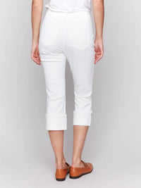 CHARLIE B 5-pocket Jeans With Snap Detail On Hem in white - women's jeans - view 4