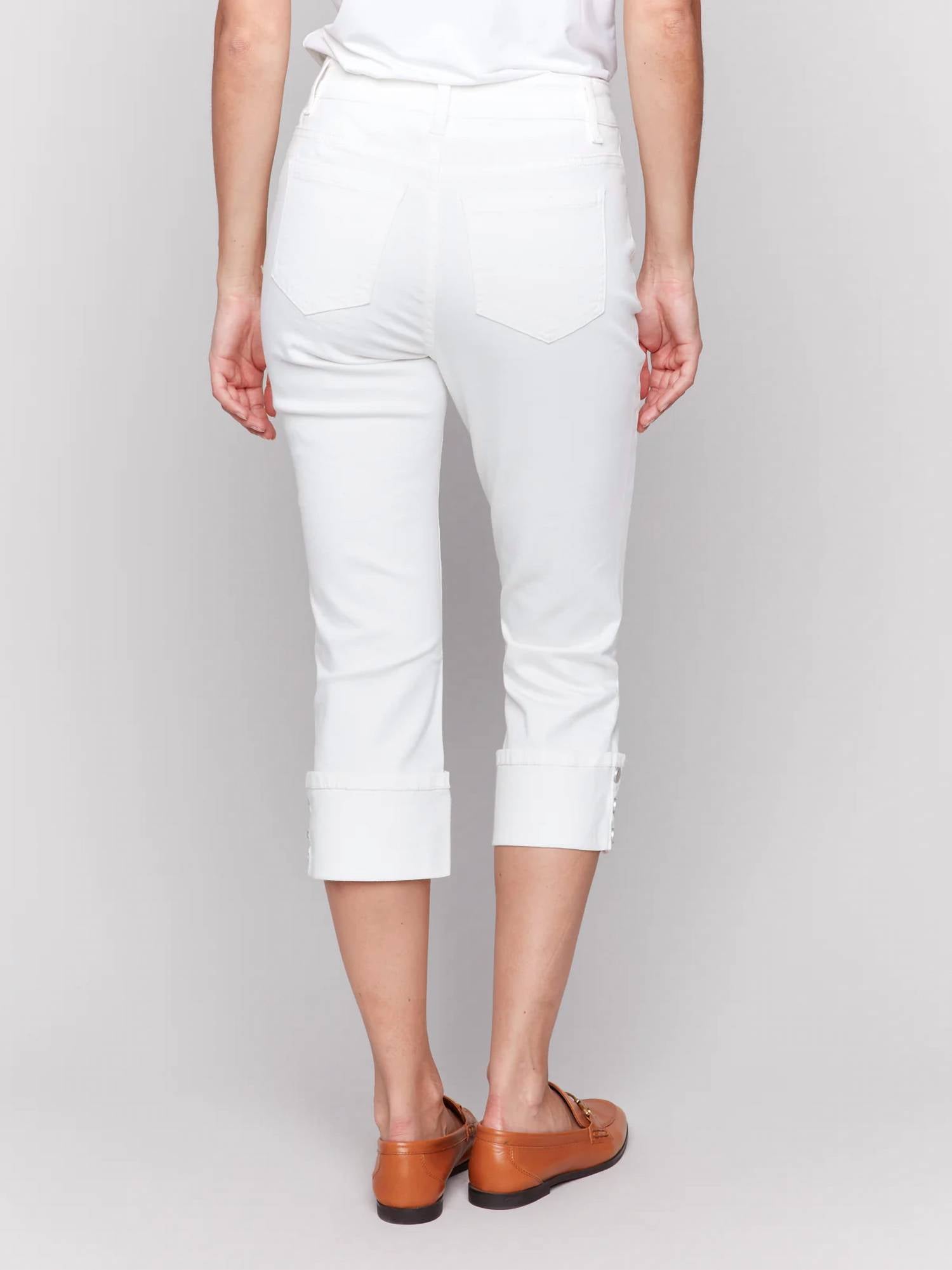 CHARLIE B 5-pocket Jeans With Snap Detail On Hem in white - women's jeans - view 4