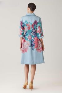 Teri Jon - Jacquard Floral Placement Coat Dress