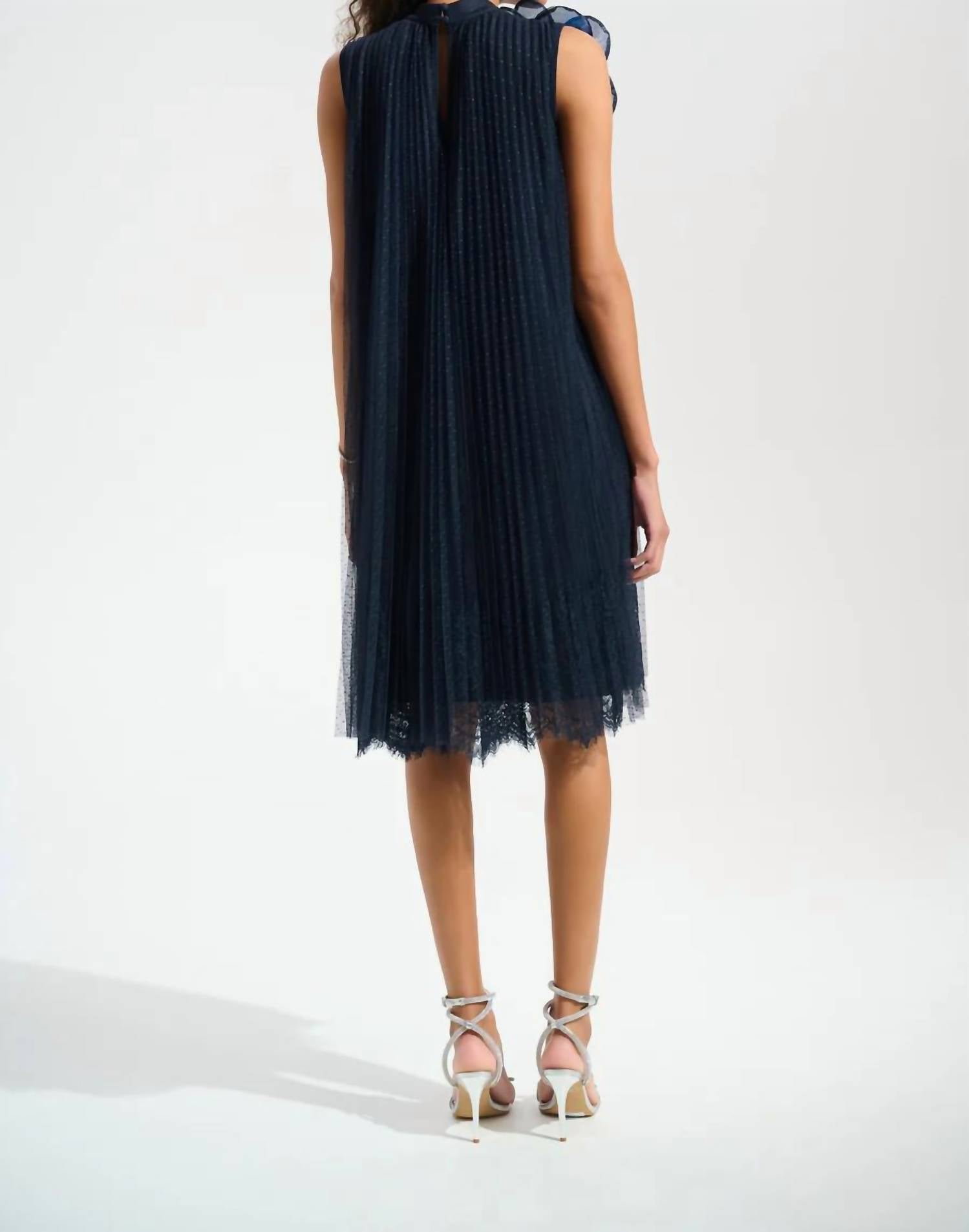Joseph Ribkoff - Mesh and Lace A-Line Dress with Organza Flower