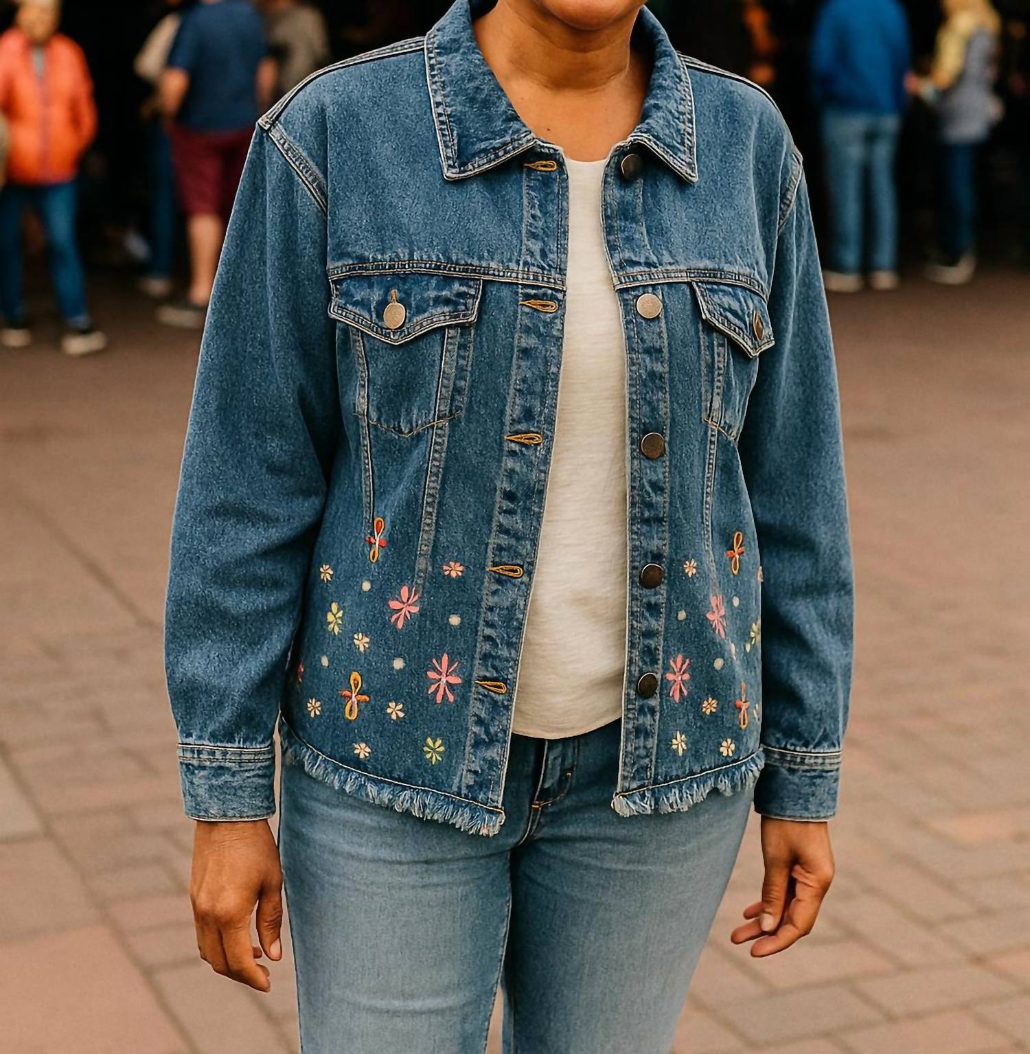 Keren Hart - Embroidered Bloom Denim Jacket
