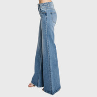 Petra153 - Women's Vintage High Waisted Stretch Wide Leg Jeans