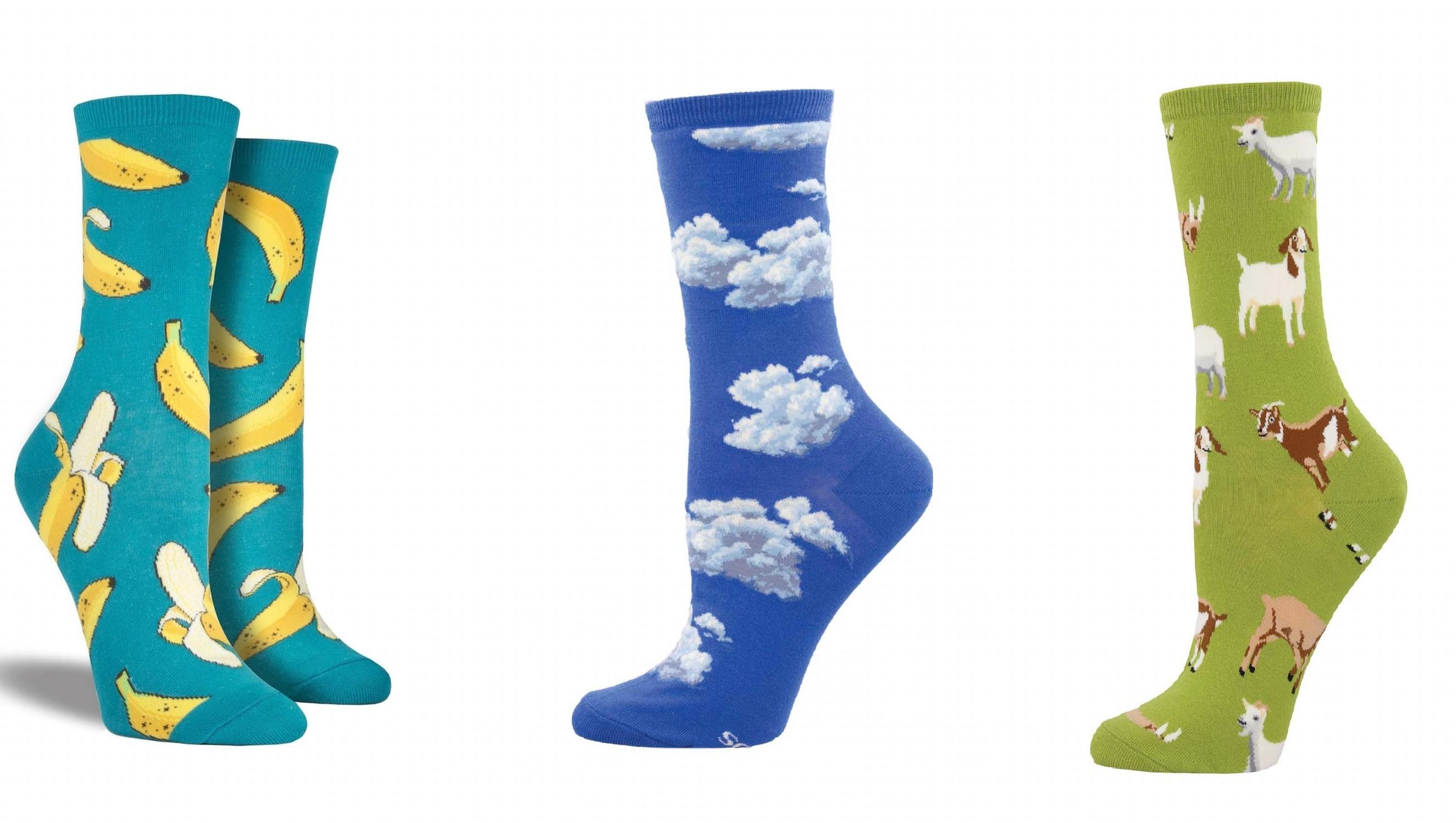 SOCKSMITH Women's Bananas & Slightly Cloudy & Silly Billy Socks - Set Of 3 Pair in multi - women's accessory