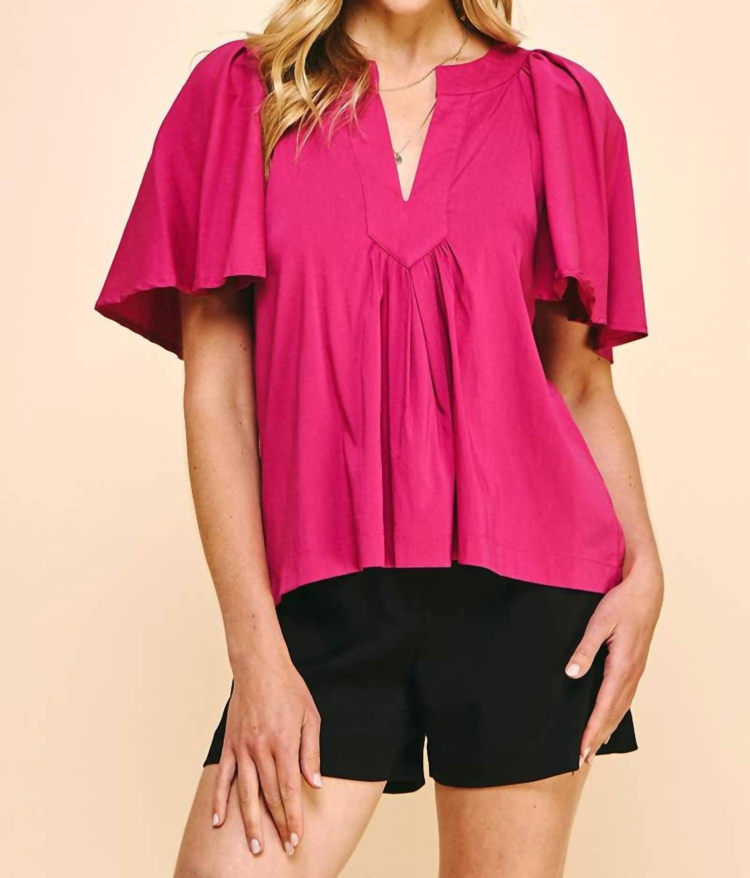 PINCH Short Sleeve Oversized Top in berry - women's blouse