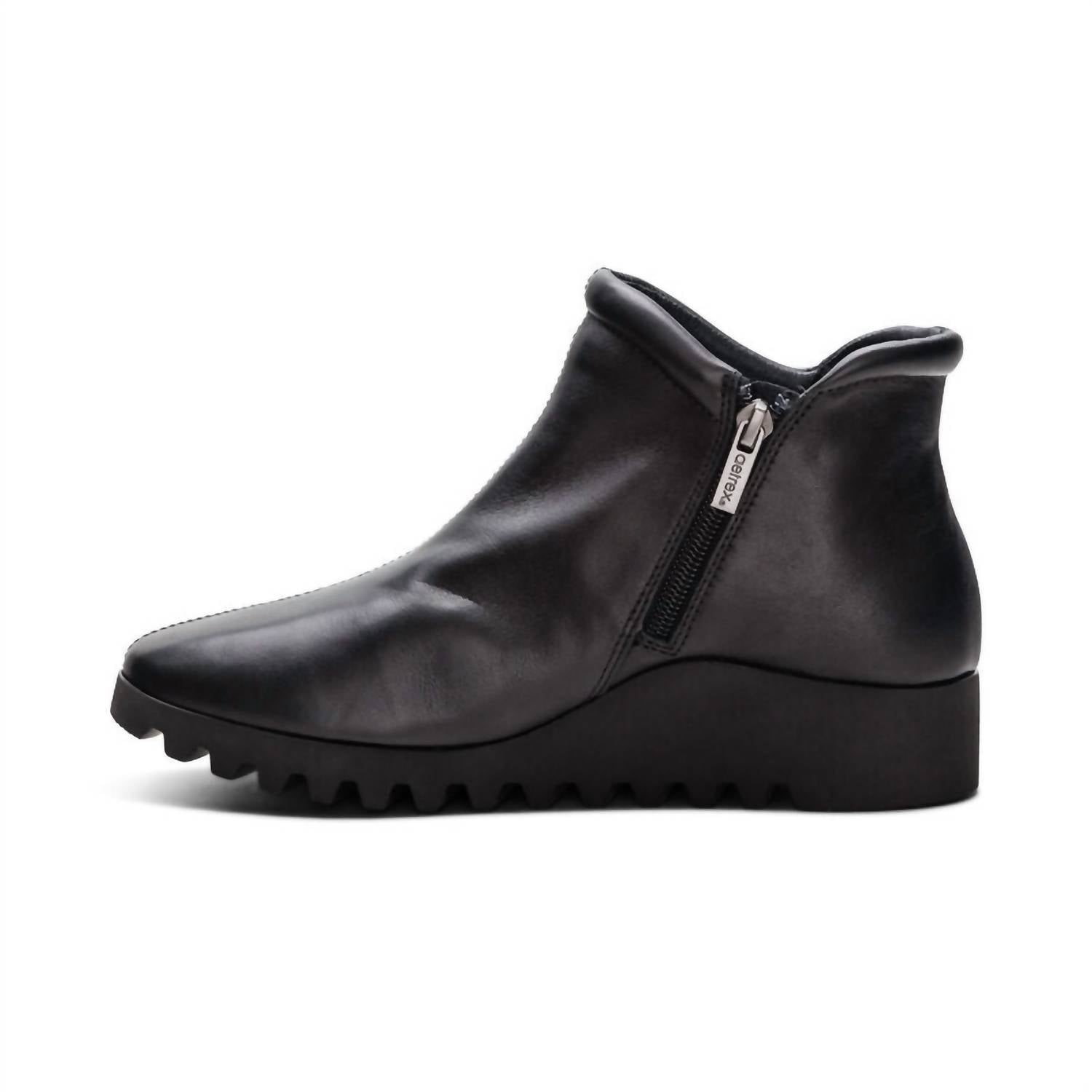 Aetrex Women's Zoey Slip-on Boots in black leather 1 - women's shoe