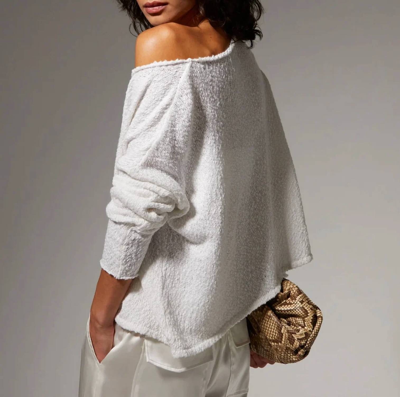 Sprwmn - Off Shoulder Long Sleeve Sweater