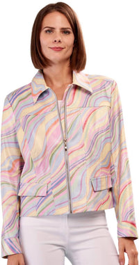 Insight Lakelyn Liquid Pastel Mix Metallic Vegan Leather Zip Up Jacket in multi - women's jacket - alternate view