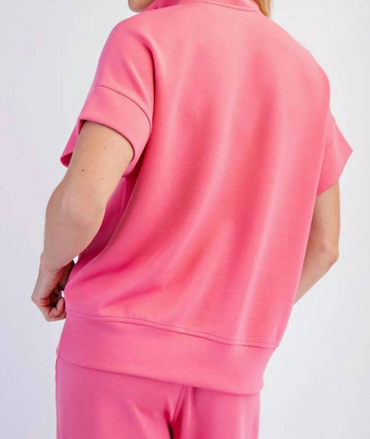 Rae Mode - Modal Quarter Zip Short Sleeve Top