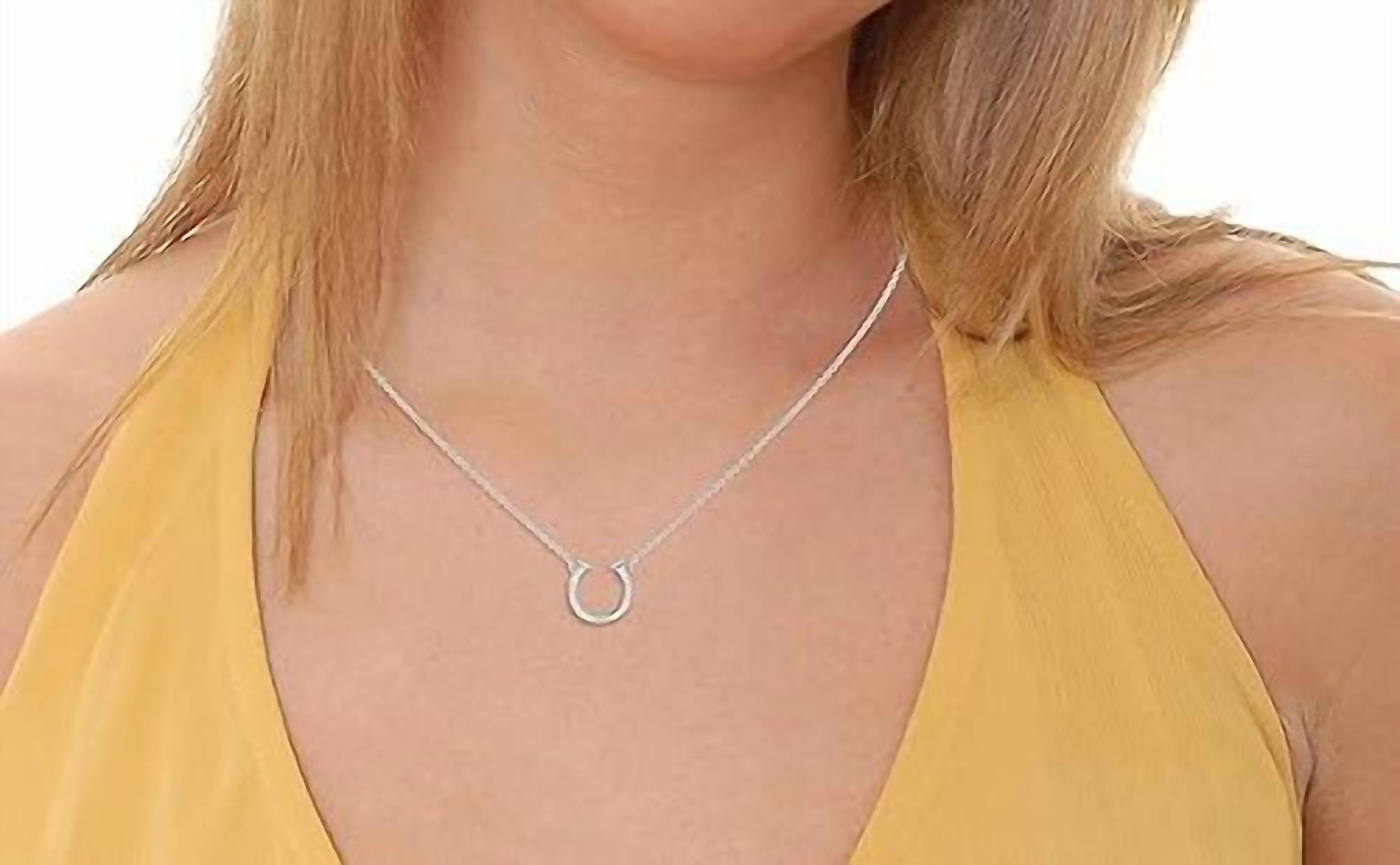 Westrian International Women's Sterling Silver Cubic Zirconia Horseshoe Pendant Necklace - women's jewelry - detail view