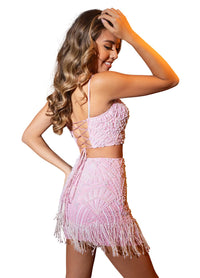 Rachel Allan - Short 2-piece Fringe Dress