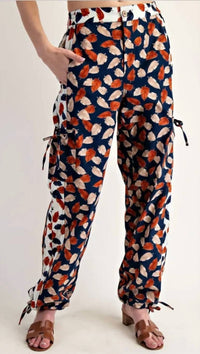 Ee:Some - Women's Foliage Printed Cotton Pants
