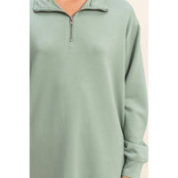 Double Zero - Double Knit Half Zip Up Long Sleeve Mini Dress