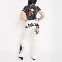 Ed Hardy - Bat Skull Embroidered Low Waist Bootcut Jeans
