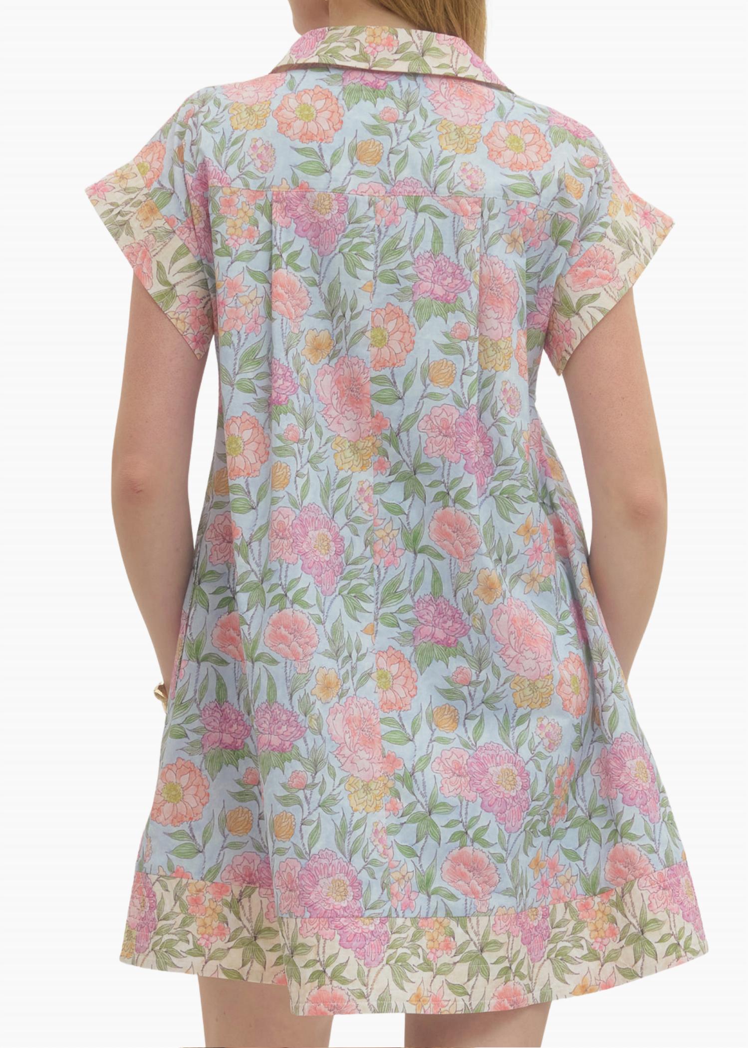 entro Valeria Mini Dress in light blue - women's dress - detail view
