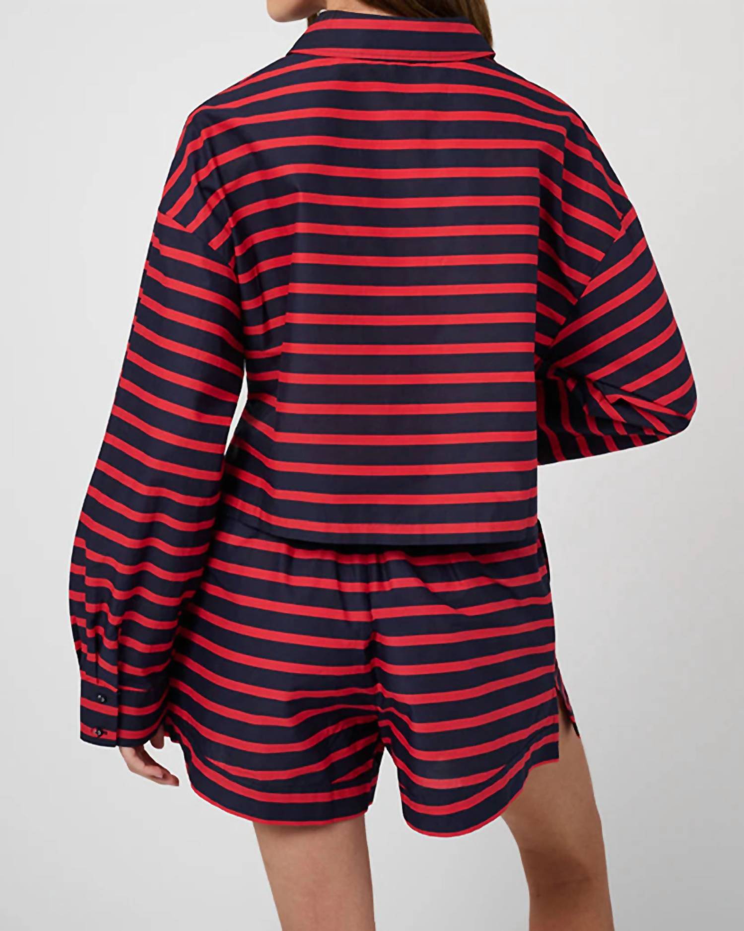 We Wore What - Long Sleeve Crop Button Down Shirt