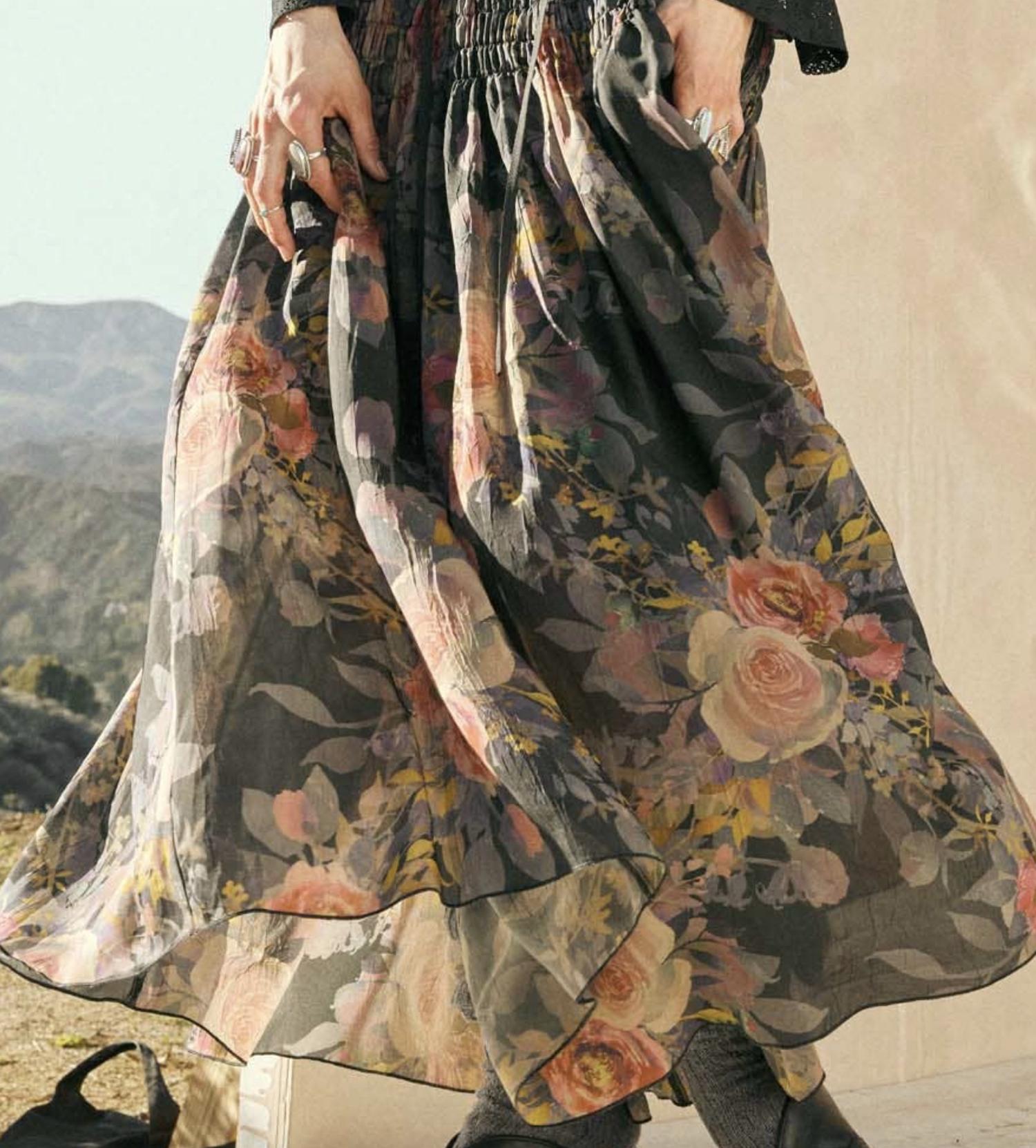 Promesa - Floral-Print Smocked Drop-Waist Ruffle Maxi Skirt