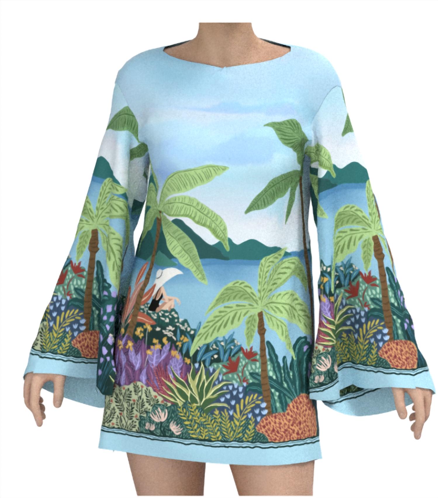 Celina Moon - Bell Sleeve Floral Dress