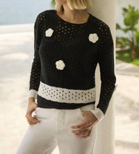 Frank Lyman - Open Knit Sweater w/ Flowers
