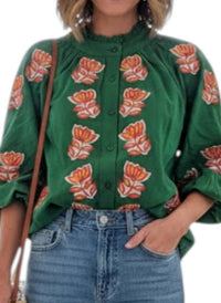 Thml - Garden Bloom Ruffle Neck Button-up