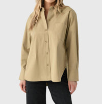 Vince - Oversized Shirt with Faux Leather
