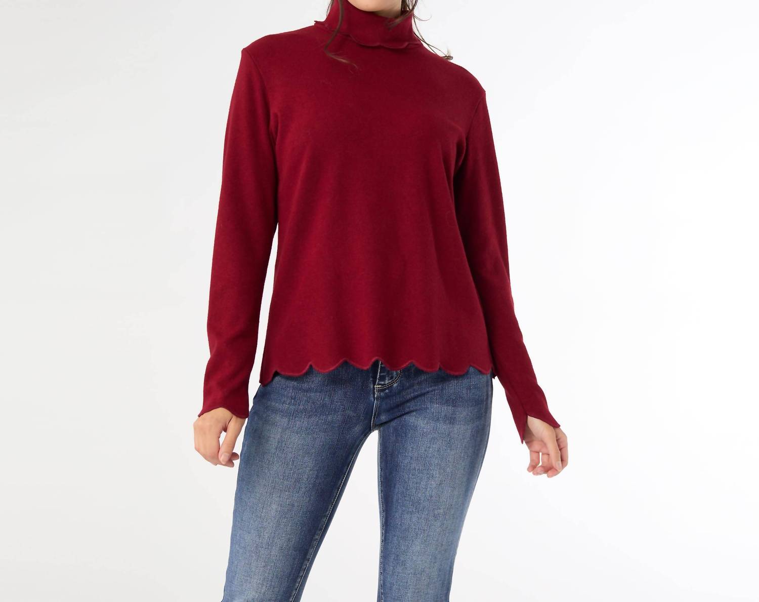 COCO + CARMEN Ariana Turtleneck Sweater in burgundy - women's sweater