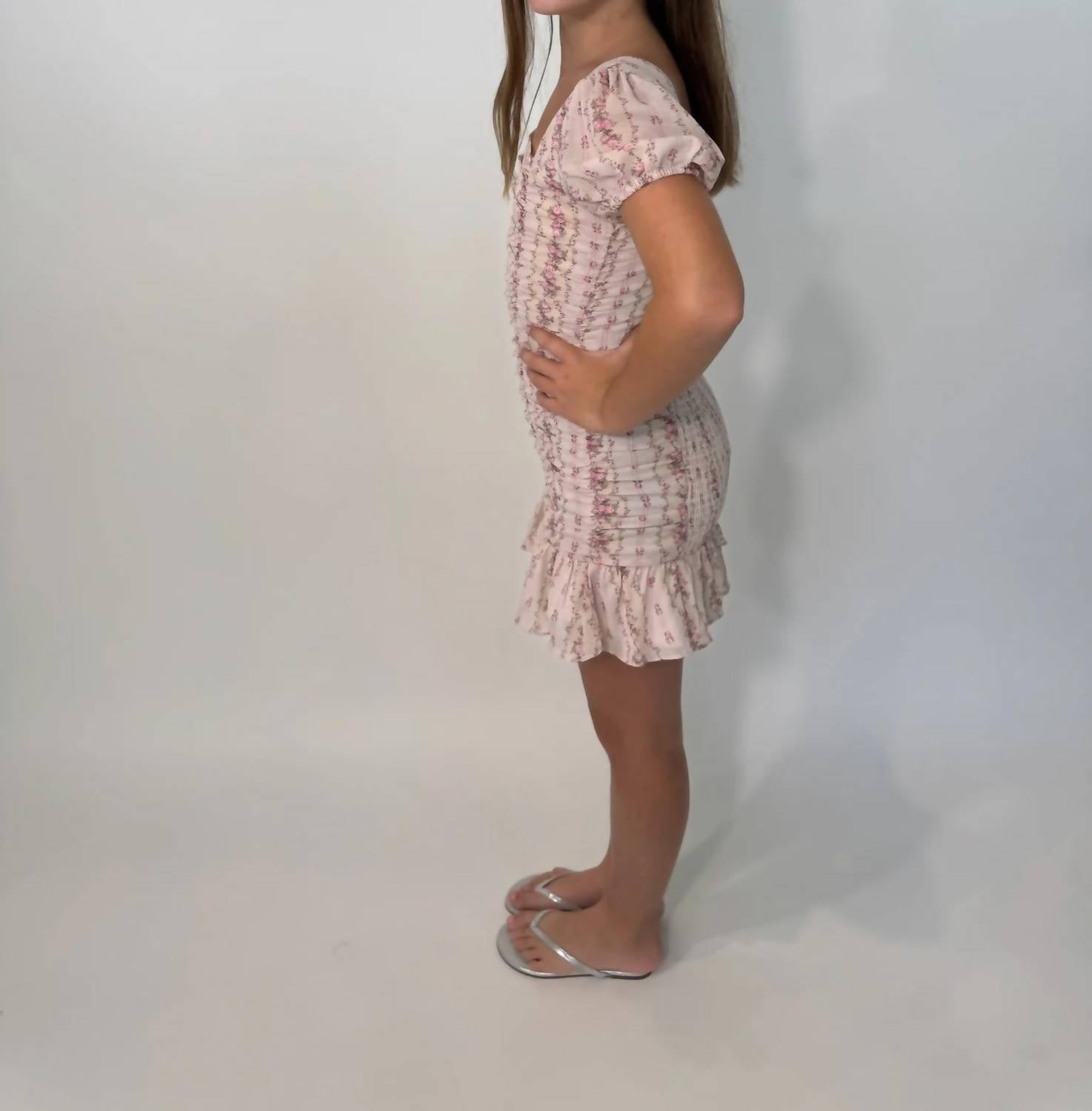 Katie J NYC Girls Arielle Dress in cottage stripe - kids' dress - alternate view