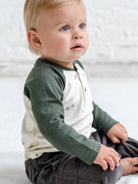 Colored Organics - Baby's Lucas Raglan Henley Bodysuit