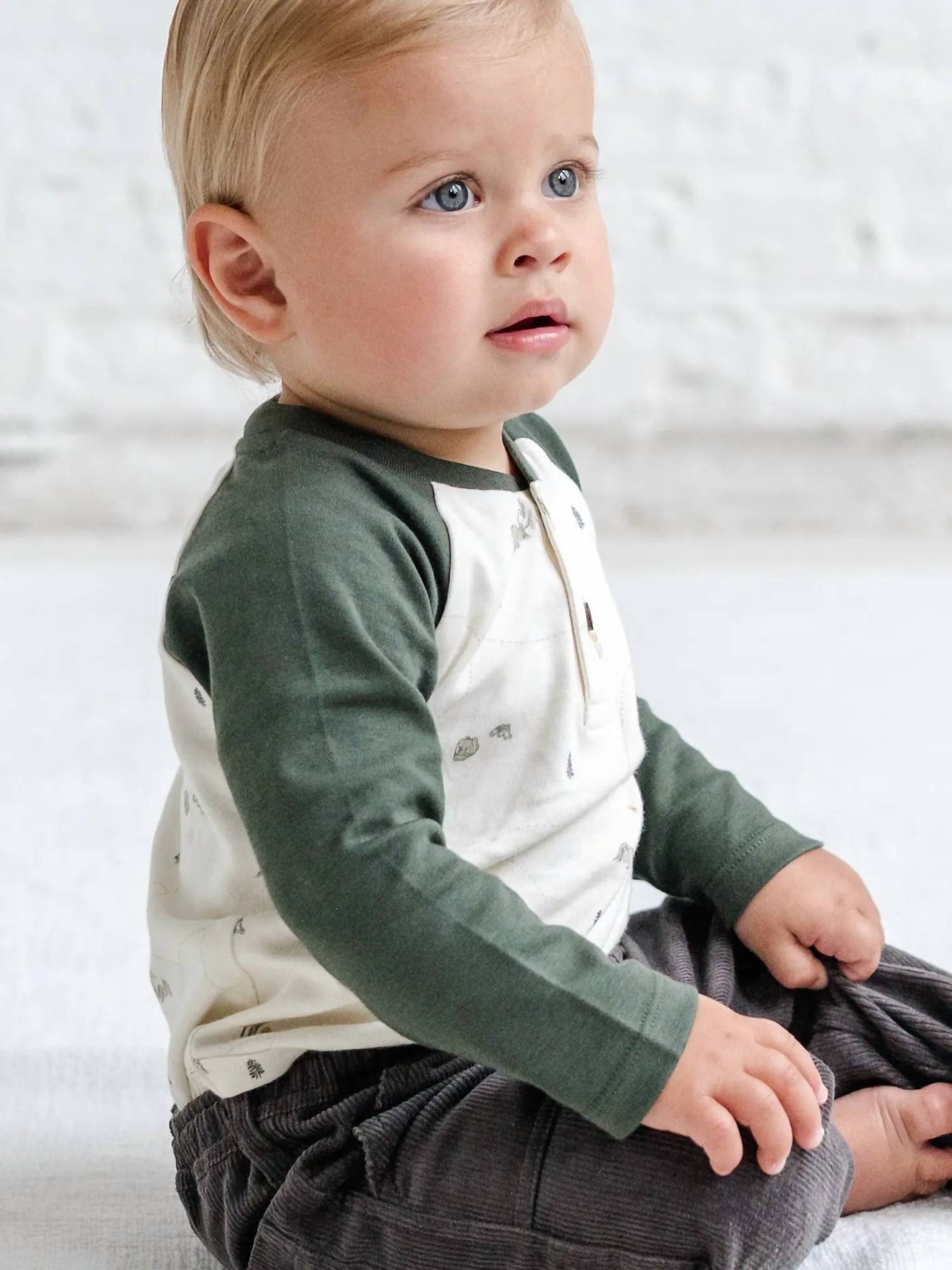 Colored Organics - Baby's Lucas Raglan Henley Bodysuit