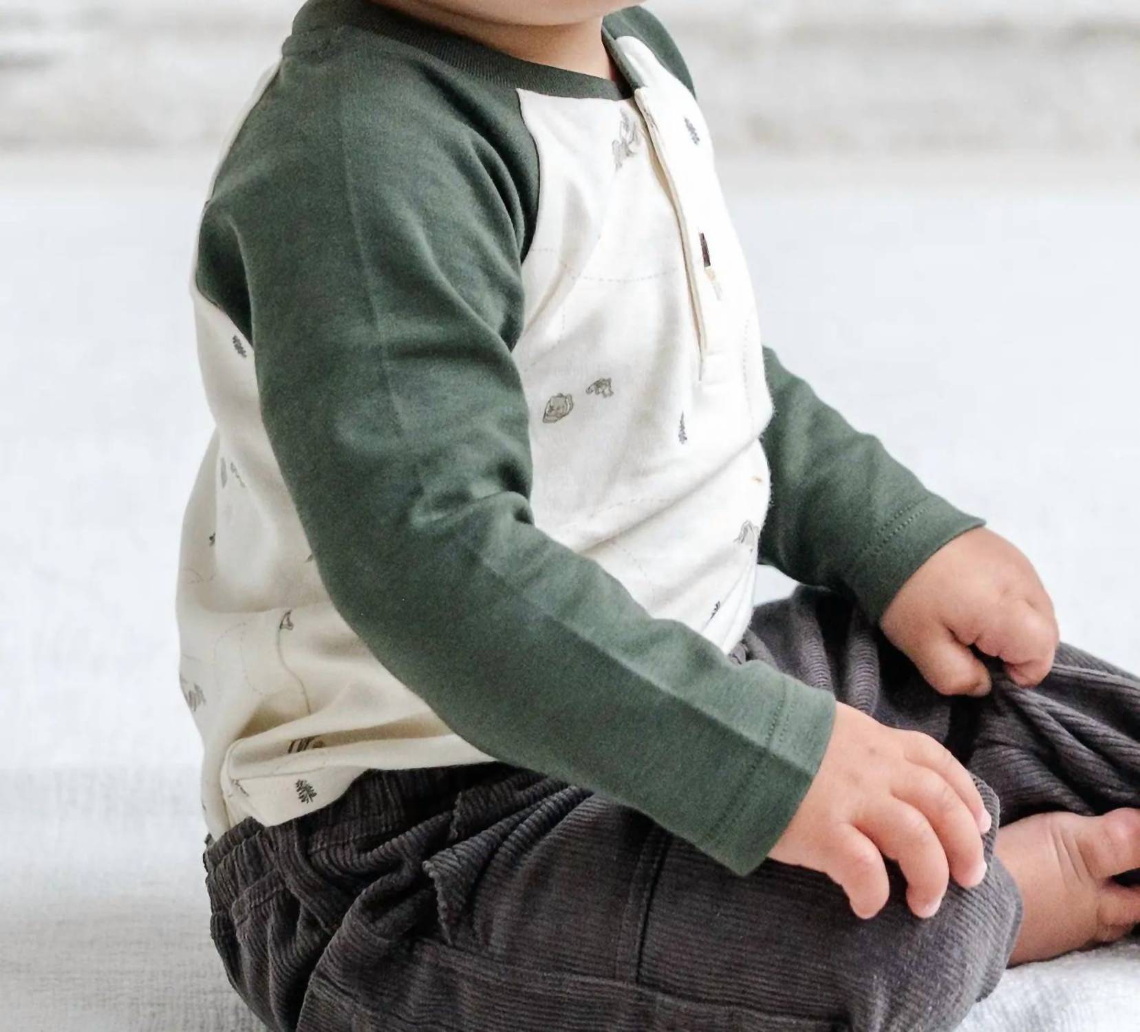 Colored Organics - Baby's Lucas Raglan Henley Bodysuit