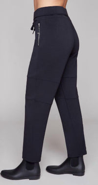 Carre Noir Stylish Side Zipper Knit Pant in black - women's pants - detail view
