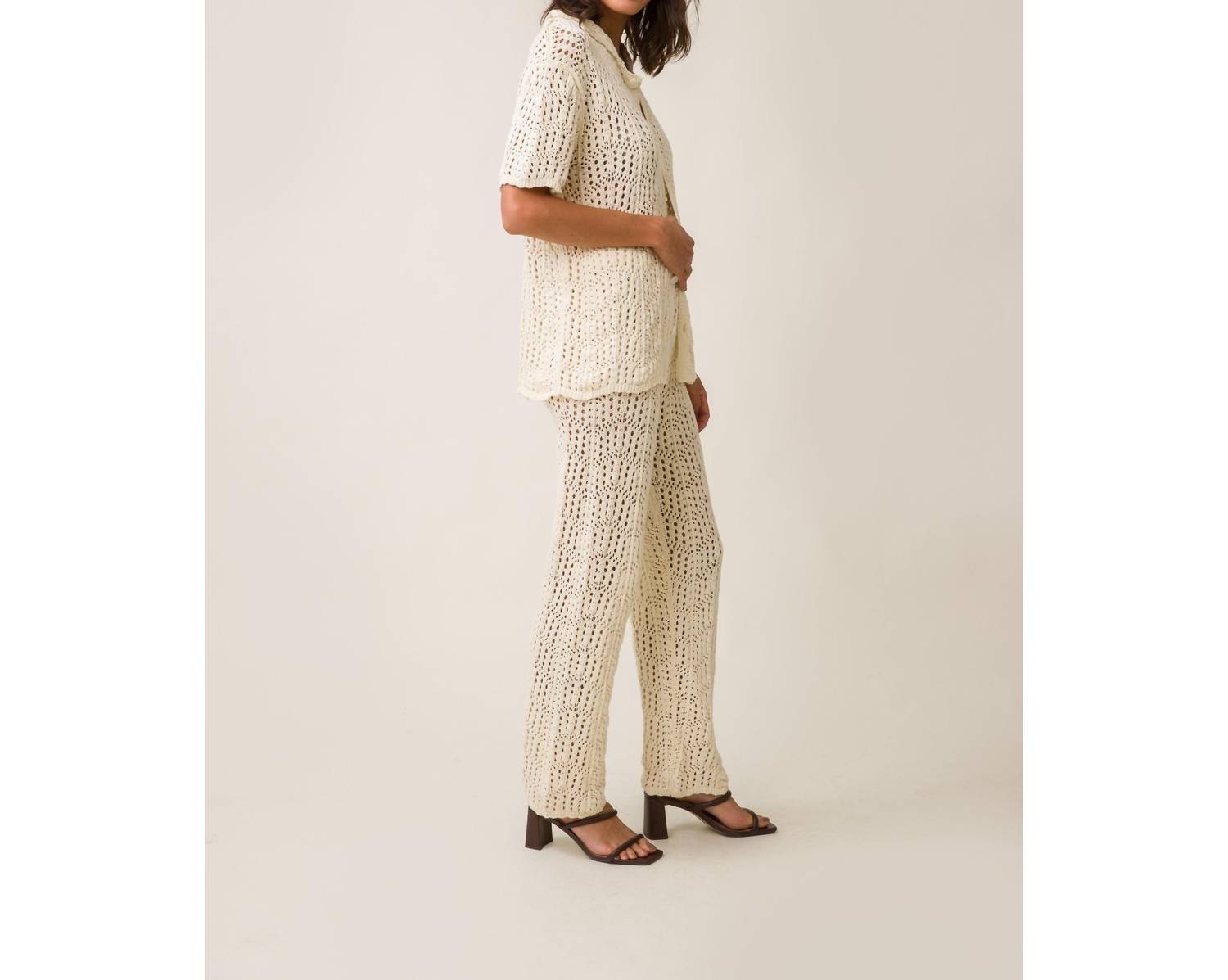 Line And Dot - Poppie Short Sleeve Crochet Blouse