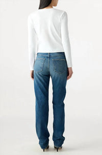 AMO Mira Mid Rise Relaxed Leg Jeans in fancy - women's jeans - detail view