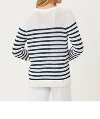 Lilly Pulitzer Kelsa Stripe Long Sleeve Sweater in white blue - women's sweater - alternate view