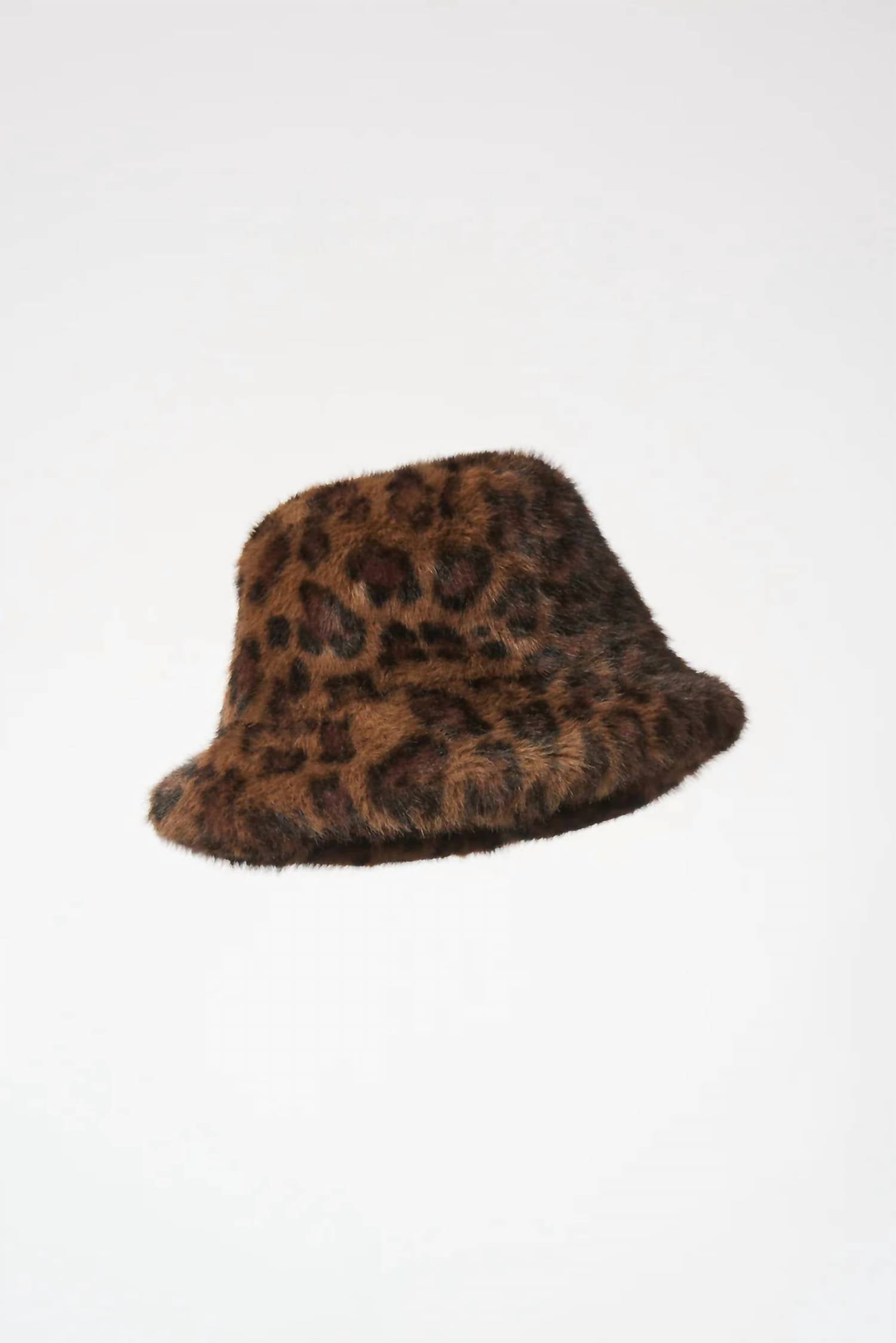 Joseph Ribkoff - Women's Leopard Print Faux Fur Bucket Hat