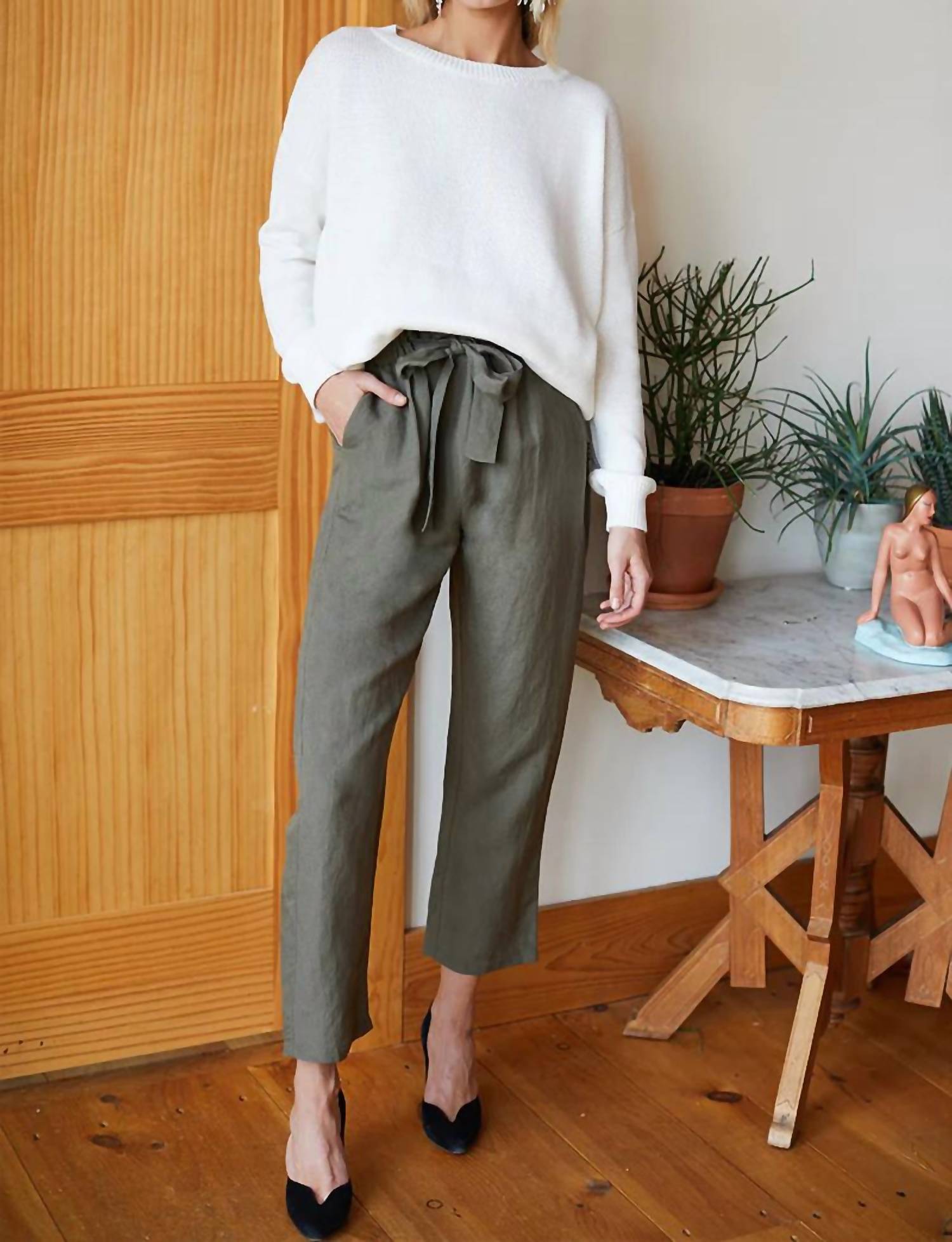 EMERSON FRY Paris Cropped Ankle Pants in army - women's pants