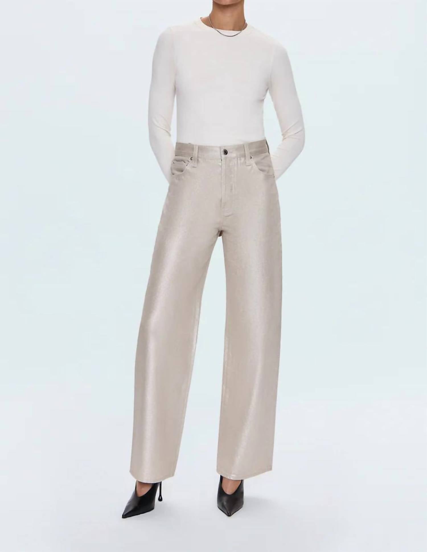 PISTOLA Tate High Rise Bowed Leg Jean in champagne - women's jeans