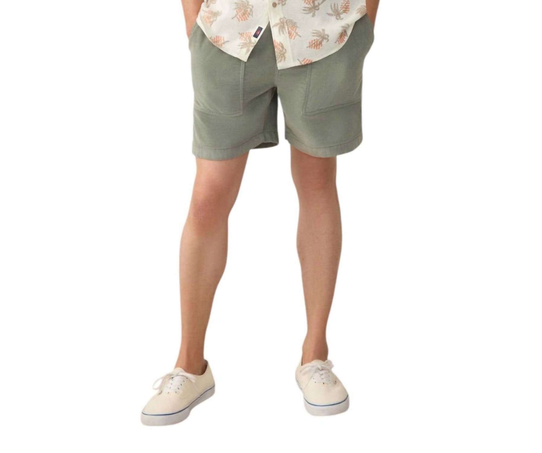 Faherty Short Sleeve Breeze Shirt in sunlit palm waves - men's shirt - alternate view