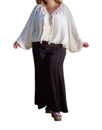 Adriana Contreras - Blouse With Fringes On The Neckline - Plus