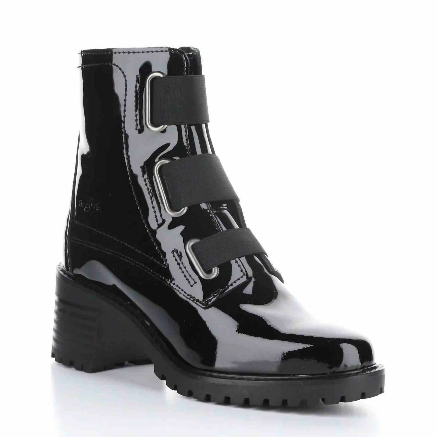 Bos. & Co. Women's Indie Waterproof Boots in black patent - women's shoe - detail view