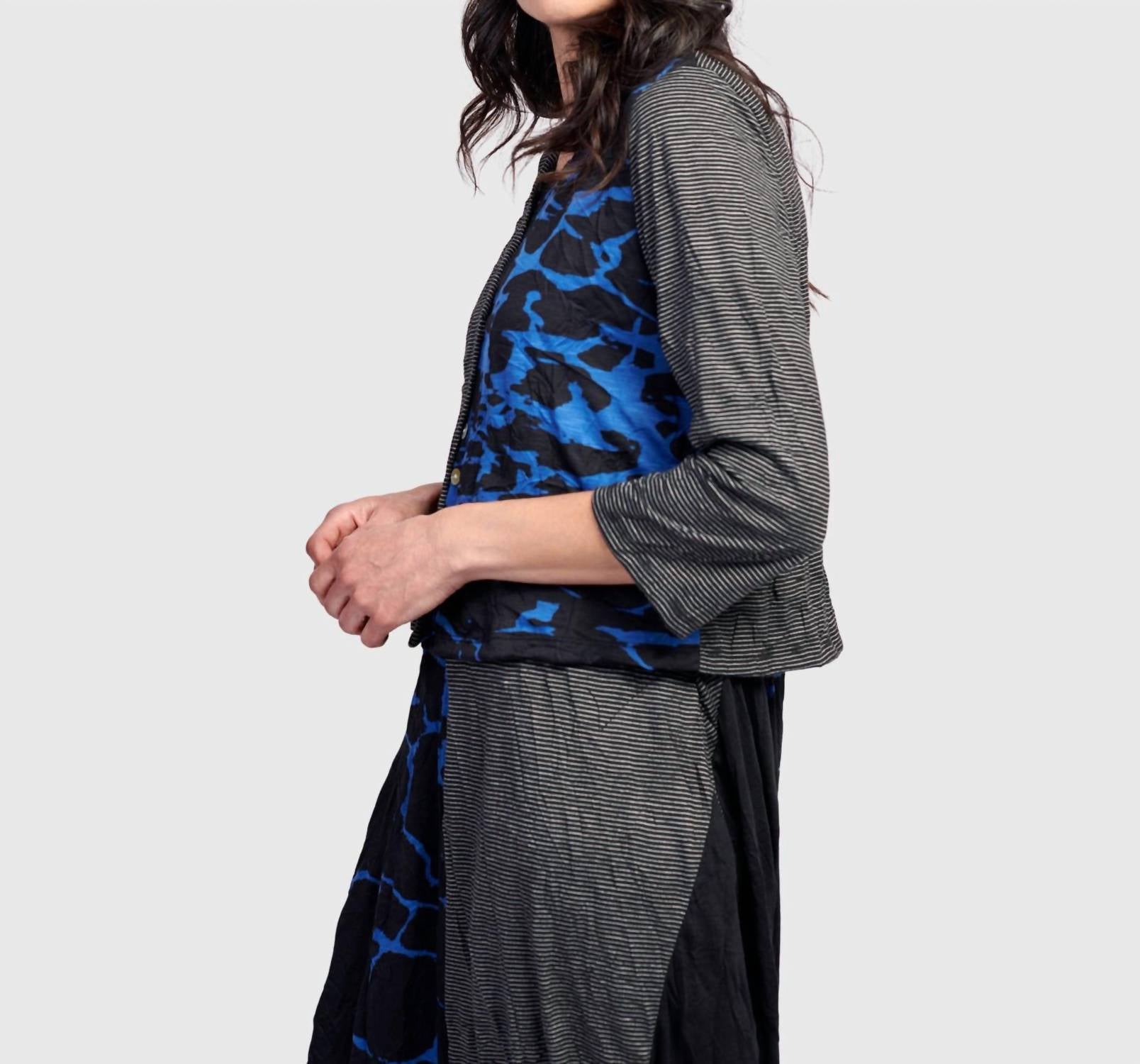 ALEMBIKA Capricorn Crop Cardigan in blue - women's cardigan - alternate view