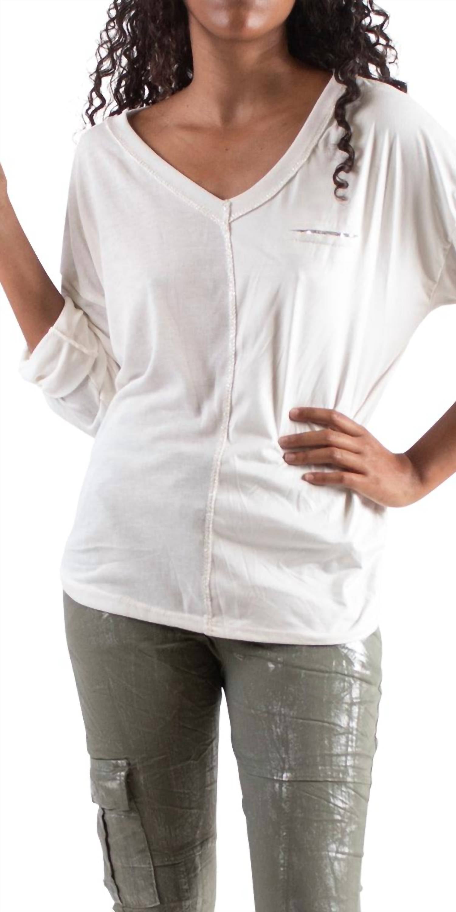 Gigi Moda - Piamo Two Tone V-neck Knit Top
