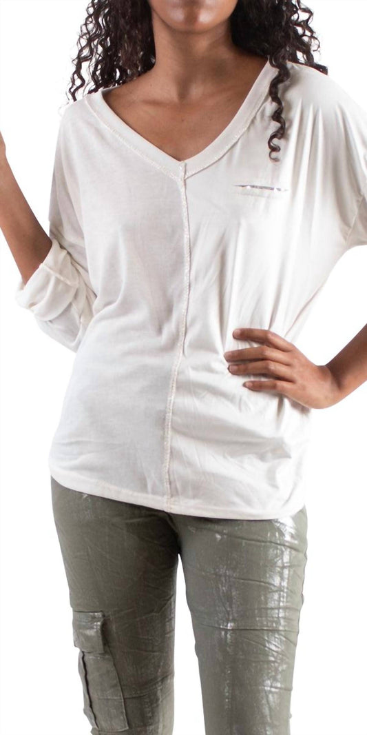 Gigi Moda - Piamo Two Tone V-neck Knit Top