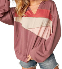 Sugarfox - Colorblock Vneck Hoodie