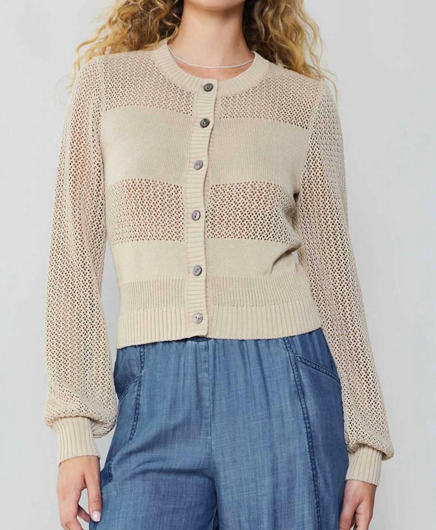 Current Air - Ginny Crochet Long Sleeve Cardigan
