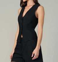 Joe's Jeans Maeve Button-front Vest in black - women's jacket - detail view