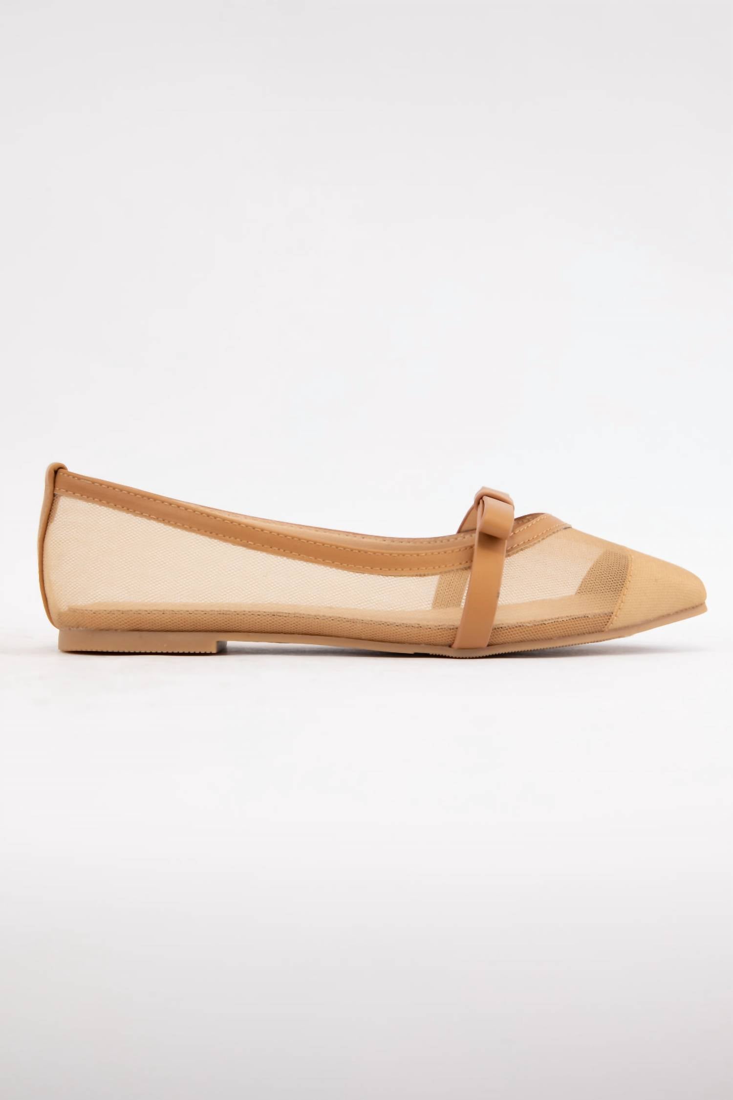 CCOCCI Women's Florence Flats With Bow Detail in camel - women's flats