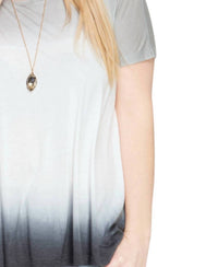 SHE + SKY Ombre Short Sleeve Tunic Top in black - women's shirt - detail view